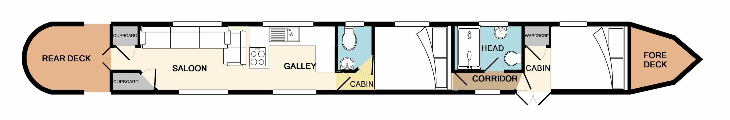 Narrowboat Columbina Holiday Hire Boat Floorplan